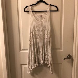 Free People White Voile And Lace Trapeze Slip
